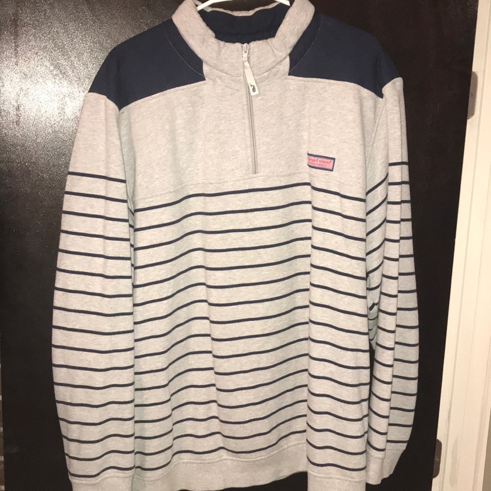 Vineyard Vines Stripped Quarter Zip Sweater